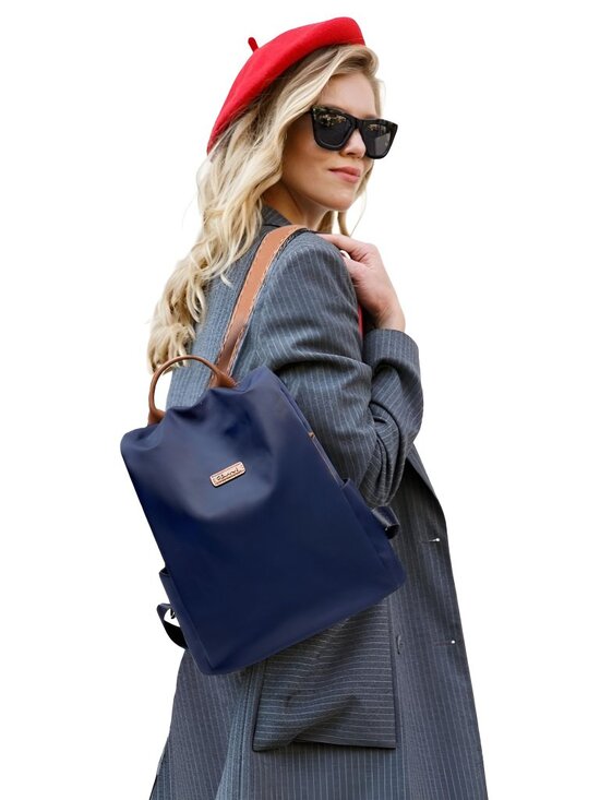 Women\'s Work Backpack Nylon Anti-theft Water Resistant, Navy Blue main image 7